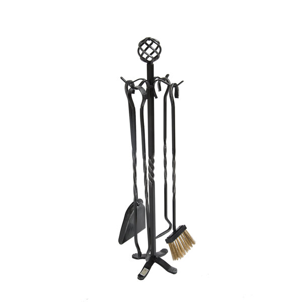 Belfry Heating Dominic 5 Piece Wrought Iron Fireplace Tool Set